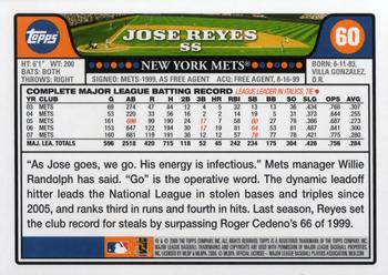 2008 Topps #60 Jose Reyes Back
