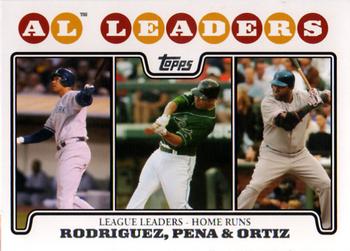 2008 Topps #61 AL Leaders: Home Runs (Alex Rodriguez / Carlos Pena / David Ortiz) Front