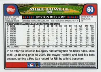2008 Topps #64 Mike Lowell Back