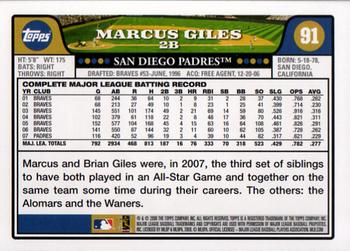2008 Topps #91 Marcus Giles Back