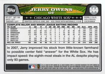 2008 Topps #144 Jerry Owens Back