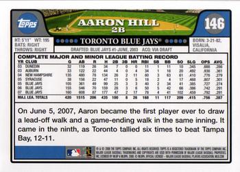 2008 Topps #146 Aaron Hill Back