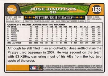2008 Topps #158 Jose Bautista Back