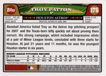 2008 Topps #176 Troy Patton Back