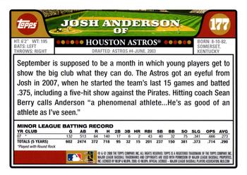 2008 Topps #177 Josh Anderson Back