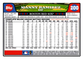 2008 Topps #200 Manny Ramirez Back