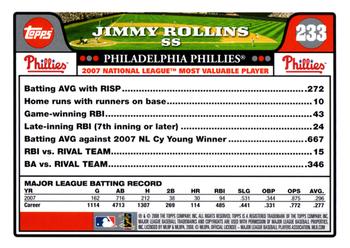 2008 Topps #233 Jimmy Rollins Back