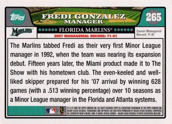2008 Topps #265 Fredi Gonzalez Back