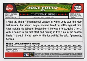 2008 Topps #319 Joey Votto Back