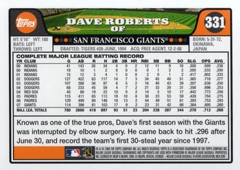 2008 Topps #331 Dave Roberts Back