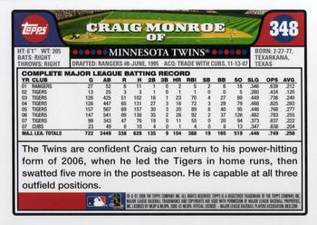2008 Topps #348 Craig Monroe Back