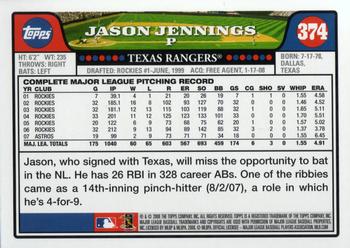 2008 Topps #374 Jason Jennings Back