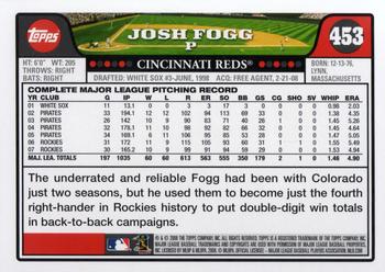2008 Topps #453 Josh Fogg Back