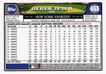 2008 Topps #455 Derek Jeter Back