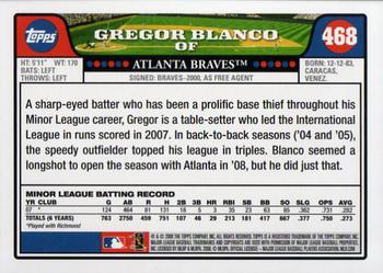 2008 Topps #468 Gregor Blanco Back