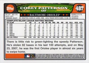 2008 Topps #487 Corey Patterson Back