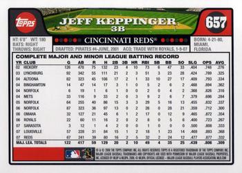 2008 Topps #657 Jeff Keppinger Back
