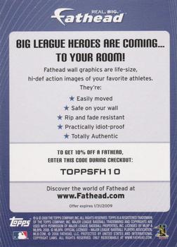 2008 Topps #NNO Fathead Winner Card Back