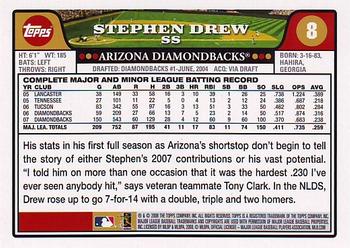 2008 Topps #8 Stephen Drew Back