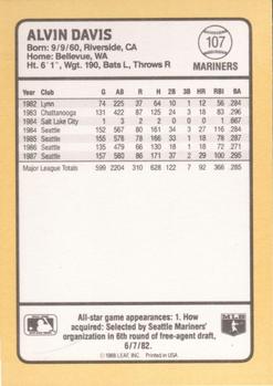 1988 Donruss Baseball's Best #107 Alvin Davis Back