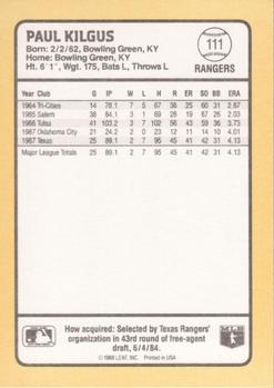 1988 Donruss Baseball's Best #111 Paul Kilgus Back