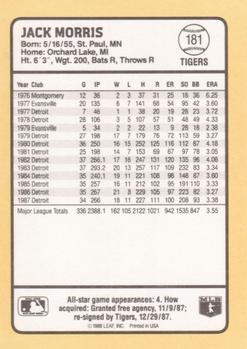 1988 Donruss Baseball's Best #181 Jack Morris Back