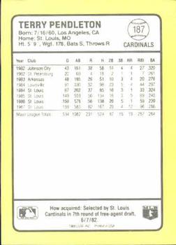 1988 Donruss Baseball's Best #187 Terry Pendleton Back