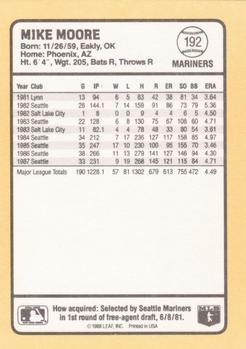 1988 Donruss Baseball's Best #192 Mike Moore Back