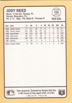 1988 Donruss Baseball's Best #196 Jody Reed Back