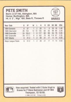 1988 Donruss Baseball's Best #197 Pete Smith Back