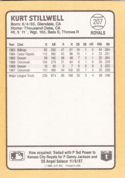 1988 Donruss Baseball's Best #207 Kurt Stillwell Back
