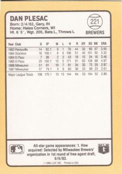 1988 Donruss Baseball's Best #221 Dan Plesac Back