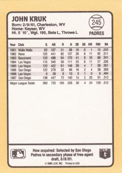 1988 Donruss Baseball's Best #245 John Kruk Back