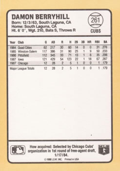 1988 Donruss Baseball's Best #261 Damon Berryhill Back