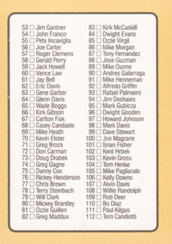 1988 Donruss Baseball's Best #288 Checklist: 1-112 Back