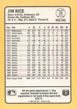 1988 Donruss Baseball's Best #28 Jim Rice Back