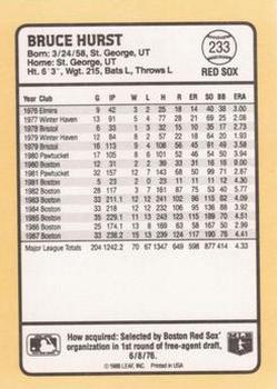 1988 Donruss Baseball's Best #233 Bruce Hurst Back