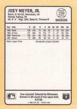 1988 Donruss Baseball's Best #239 Joey Meyer Back