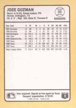 1988 Donruss Baseball's Best #88 Jose Guzman Back