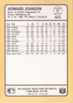 1988 Donruss Baseball's Best #97 Howard Johnson Back