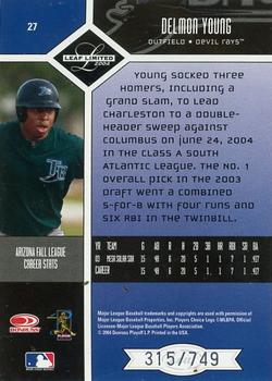 2004 Leaf Limited #27 Delmon Young Back