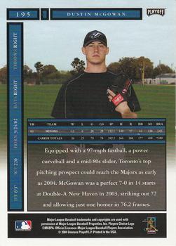 2004 Playoff Honors #195 Dustin McGowan Back