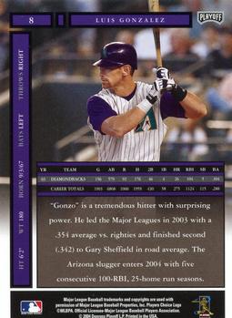 2004 Playoff Honors #8 Luis Gonzalez Back