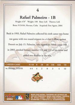 2004 SkyBox Autographics #4 Rafael Palmeiro Back