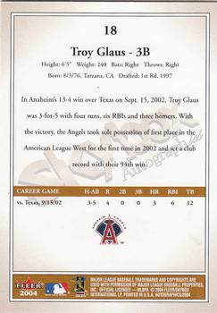 2004 SkyBox Autographics #18 Troy Glaus Back