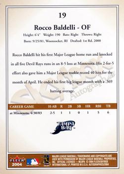 2004 SkyBox Autographics #19 Rocco Baldelli Back