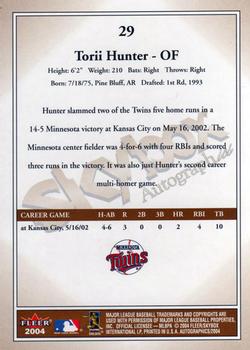 2004 SkyBox Autographics #29 Torii Hunter Back