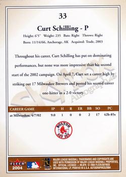 2004 SkyBox Autographics #33 Curt Schilling Back