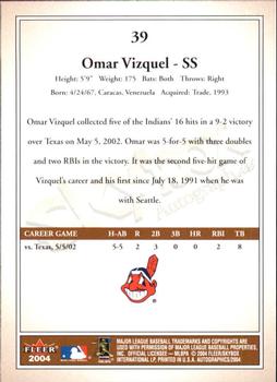 2004 SkyBox Autographics #39 Omar Vizquel Back