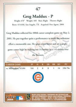 2004 SkyBox Autographics #47 Greg Maddux Back
